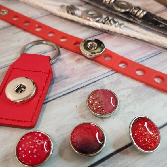 Handmade Jewelry - Fall Snap Bracelet Bundle- Red